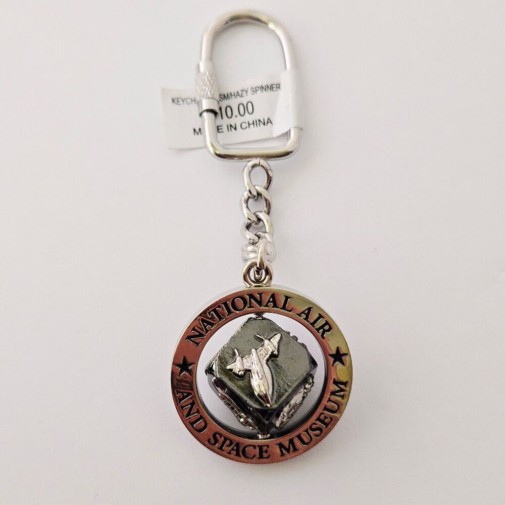 National Air & Space Museum Metal Spinner Keychain Smithsonian Souvenir DC Black